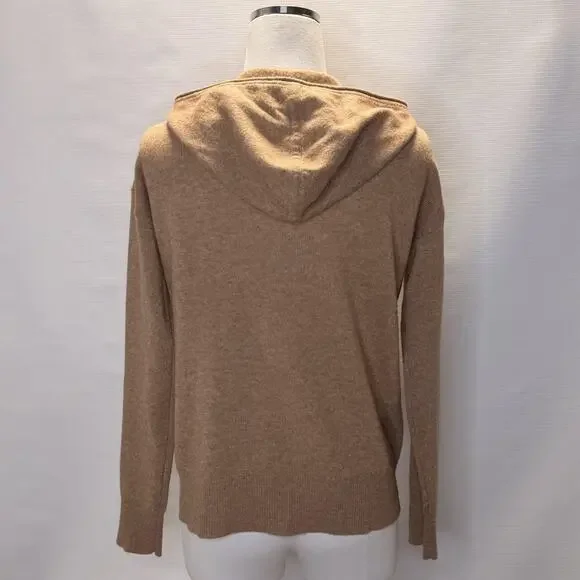 Charter Club Cashmere Sweater Womens XS Beige Hooded Full Zip Hoodie Knit - Picture 3 of 8